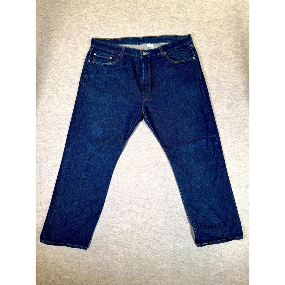 Levis 501xx Jeans Mens 42x30 Blue Denim Dark Wash Cotton Button Fly Straight Leg
